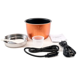 Elektrischer Reiskocher 2L – tragbar für Auto und Zuhause, 12V 24V 220V, multifunktionales Kochen