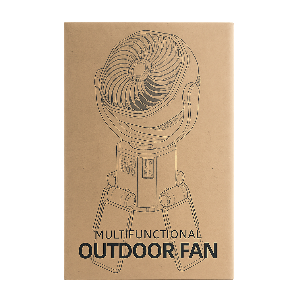 Portable Solar Fan with 6000mAh Battery, LED Camping Light, USB-C Charging & Power Bank