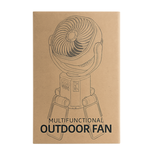 Portable Solar Fan with 6000mAh Battery, LED Camping Light, USB-C Charging & Power Bank