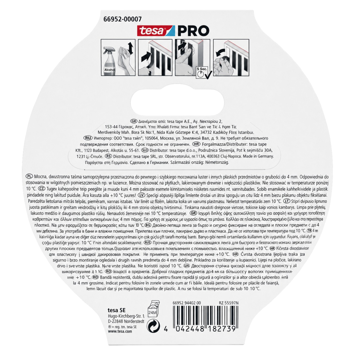 Mirror Tape Double Sided Adhesive for Bathroom Mirrors Mounting PRO 5m x 19mm