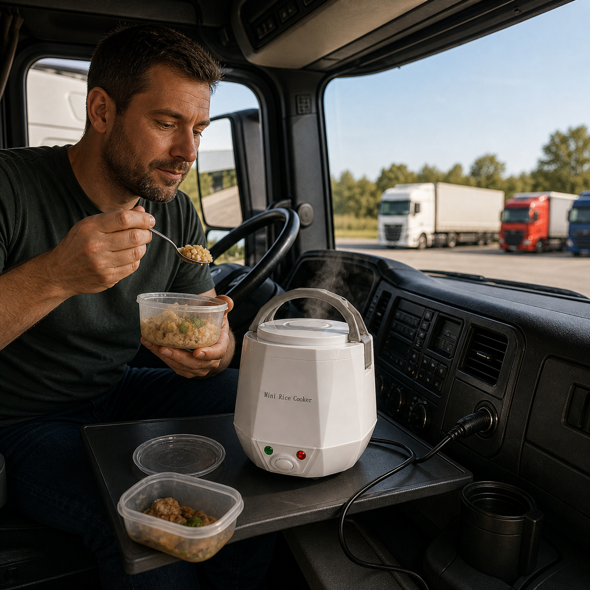 Electric Rice Cooker Portable for Trucks 1.3L, Easy Cooking Anywhere