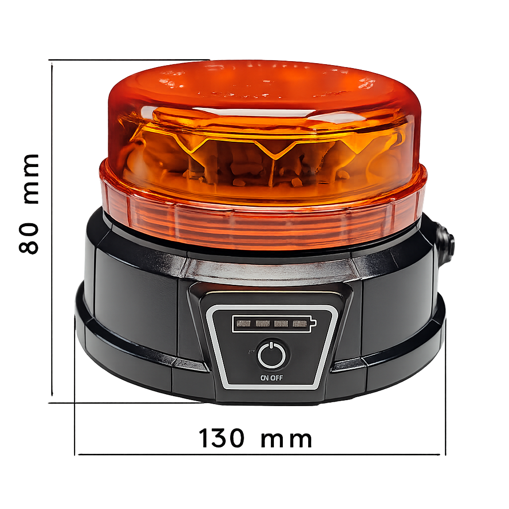 Lampada lampeggiante LED gialla ultrapiatta con base magnetica e telecomando