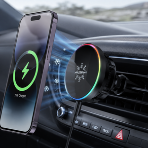 Car Phone Mount Charger Magnetic Wireless Charging with Cooling Fan
