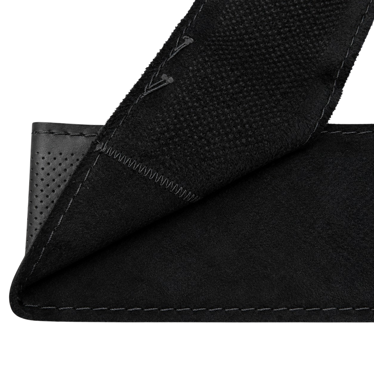 Leather Steering Wheel Cover 37–38 cm Stitch On Black Perforated Design