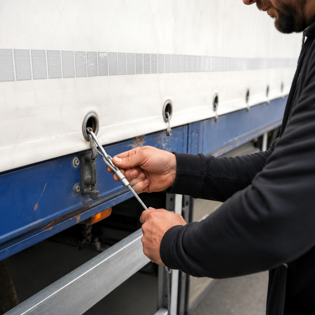 TIR Cable 6mm PVC Coated Steel Wire Rope with Fitted Ends for Curtain Side Trailers