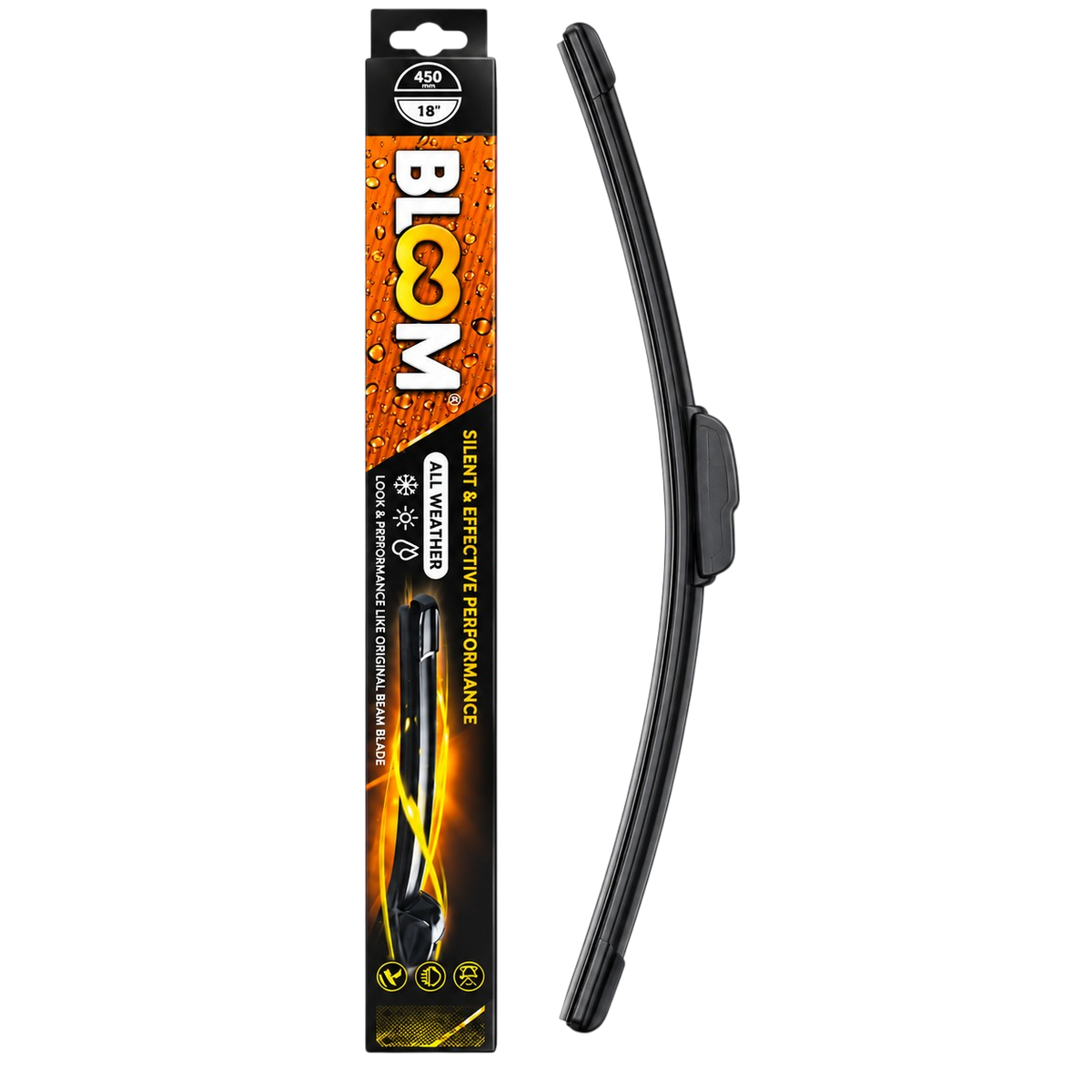 Windscreen Wiper Blade with U-Hook Fitting, Flat Aerodynamic Design