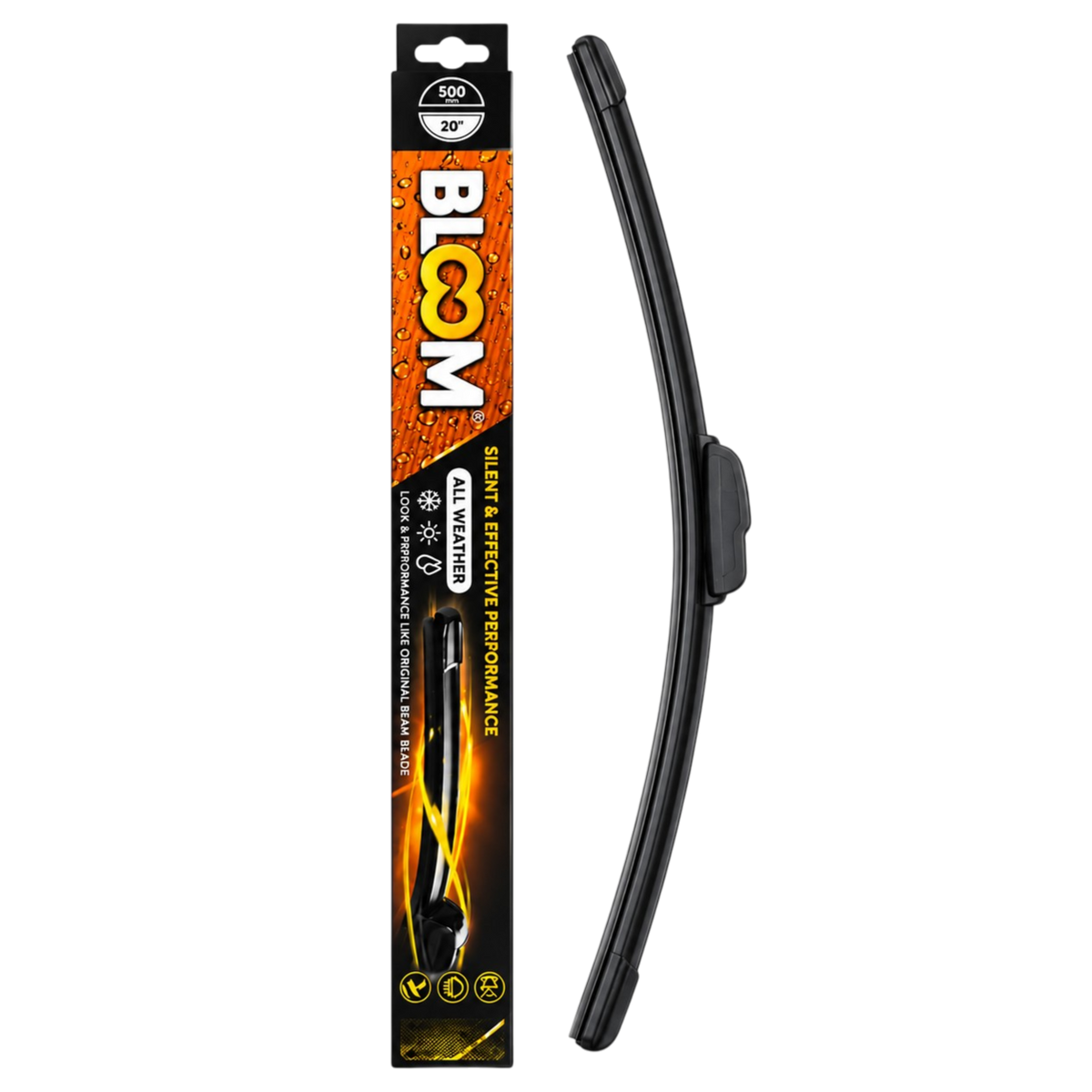 Windscreen Wiper Blade with U-Hook Fitting, Flat Aerodynamic Design