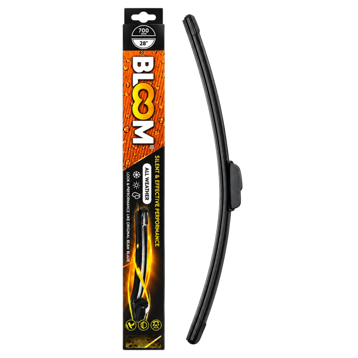 Windscreen Wiper Blade with U-Hook Fitting, Flat Aerodynamic Design