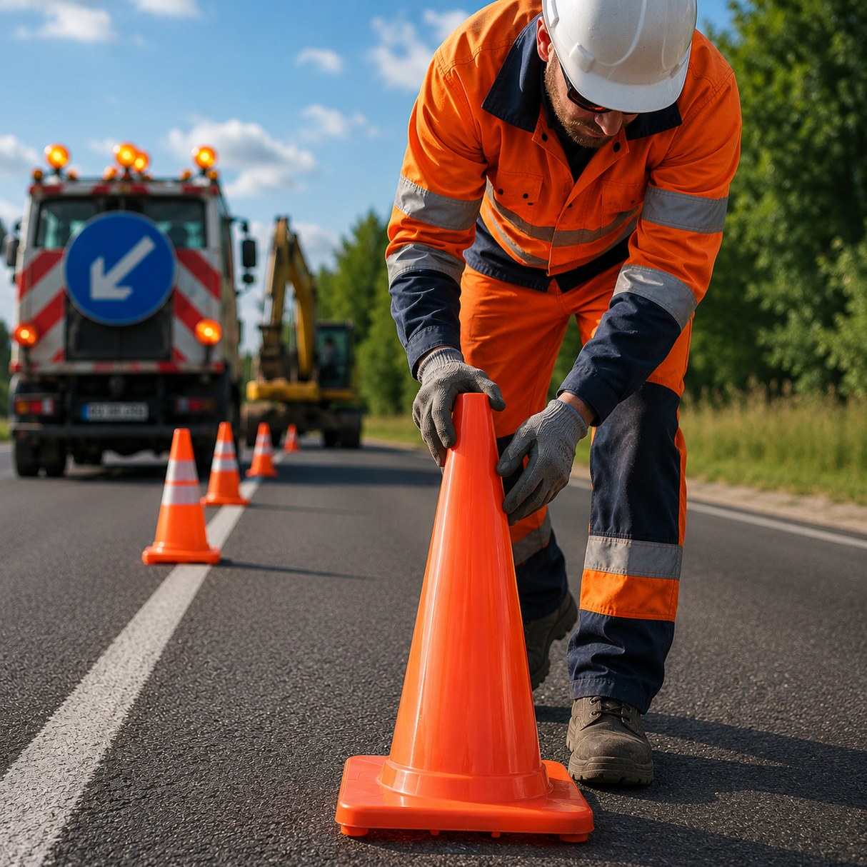 Traffic cone orange smooth Premium