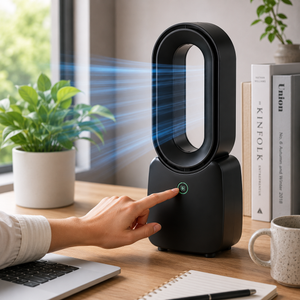 Bladeless Desk Fan USB Rechargeable Quiet Cooling Black & White Models