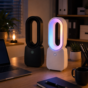 Bladeless Desk Fan USB Rechargeable Quiet Cooling Black & White Models