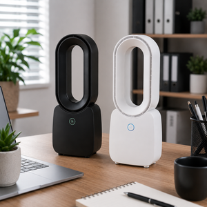 Bladeless Desk Fan USB Rechargeable Quiet Cooling Black & White Models