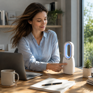 Bladeless desk fan USB-C powered with mood light