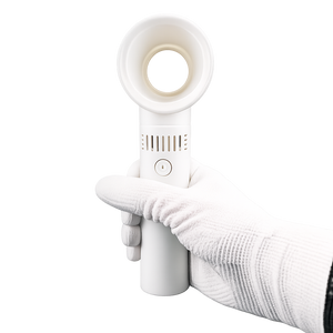 Portable handheld fan with bladeless cooling and usb charger, white
