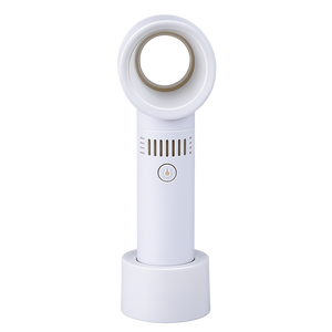 Portable handheld fan with bladeless cooling and usb charger, white