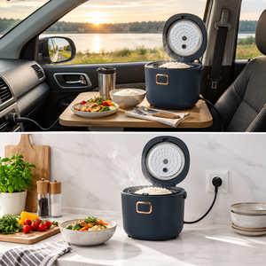 Elektrischer Reiskocher 2L – tragbar für Auto und Zuhause, 12V 24V 220V, multifunktionales Kochen