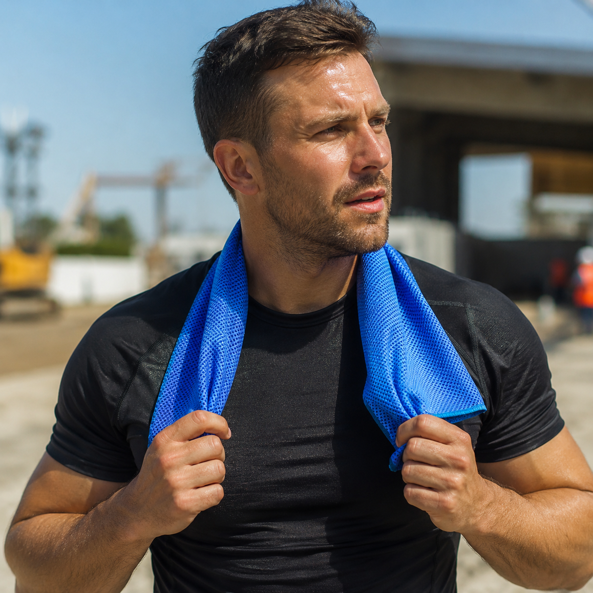 Cooling towel around neck for sports or work 66x43cm blue