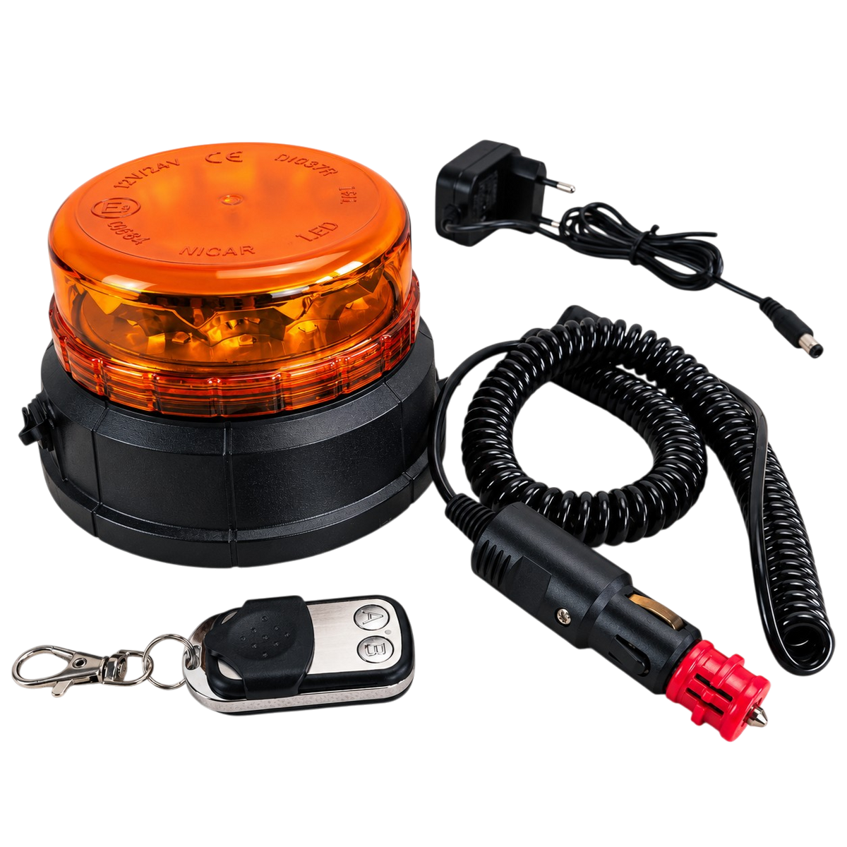 Amber flashing beacon ultra slim LED with remote control and rechargeable battery