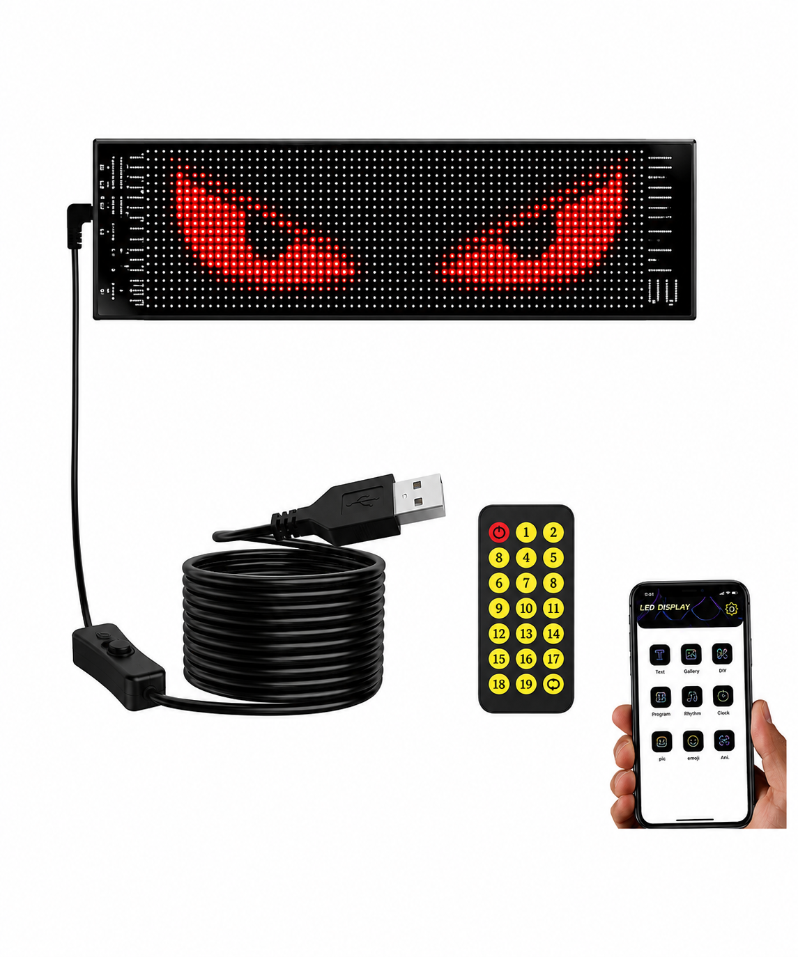 LED Eye Display Set with Remote, 12V, 590x120mm