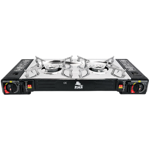 Camping Gas Stove and Grill with Dual 2.5 kW Burners