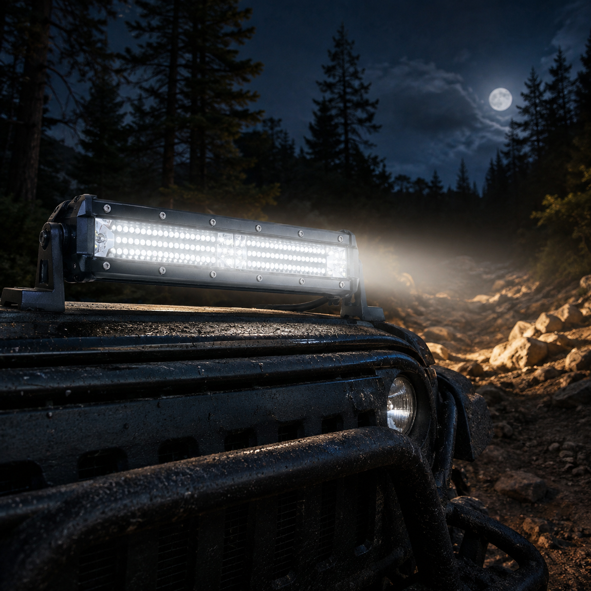 LED Light Bar Single Row Flood 108W