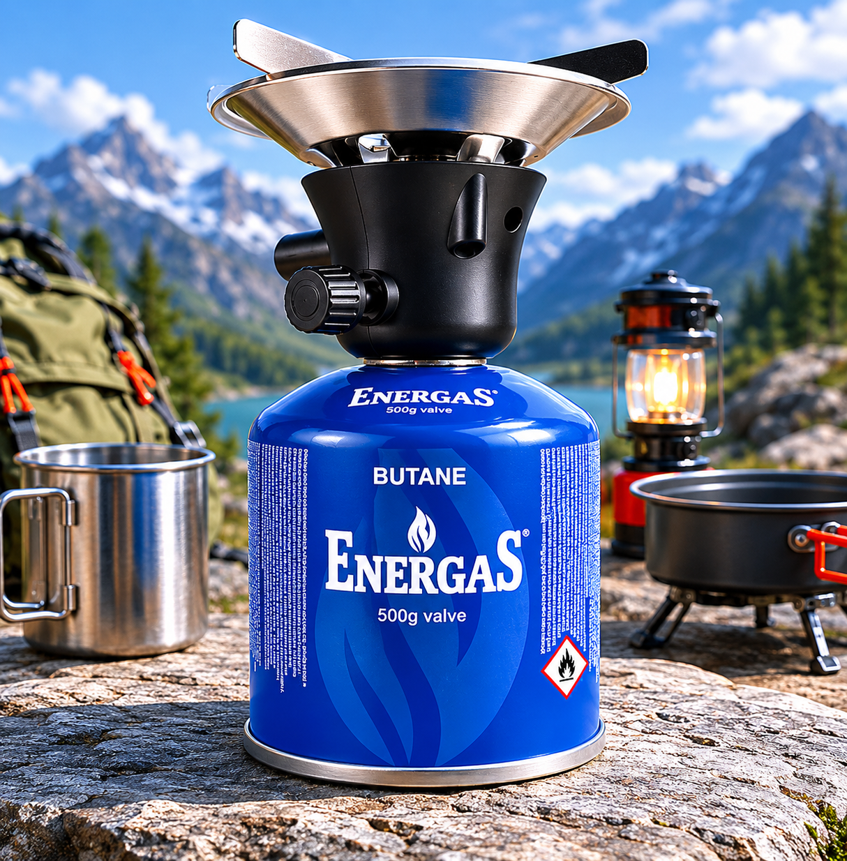 Butane gas canister for camping stove 500g 7/16" EN417
