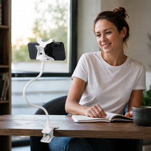 Gooseneck Phone Holder 360° Flexible Clamp Stand for Desk