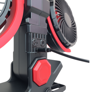 Rechargeable Clip On Fan with Dual Heads 6inch, LED Light & USB-C Charging