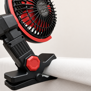 Rechargeable Clip On Fan with Dual Heads 6inch, LED Light & USB-C Charging