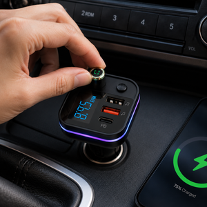 FM transmitter and car charger with Bluetooth speaker black