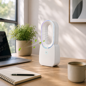 Bladeless desk fan USB-C powered with mood light