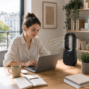 Bladeless desk fan USB-C powered with mood light