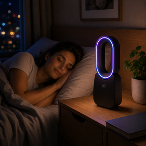 Bladeless desk fan USB-C powered with mood light