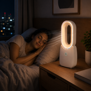 Bladeless desk fan USB-C powered with mood light