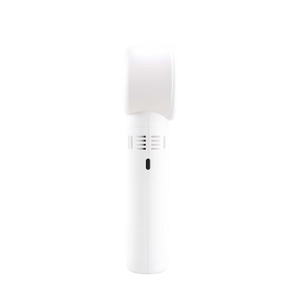 Portable handheld fan with bladeless cooling and usb charger, white