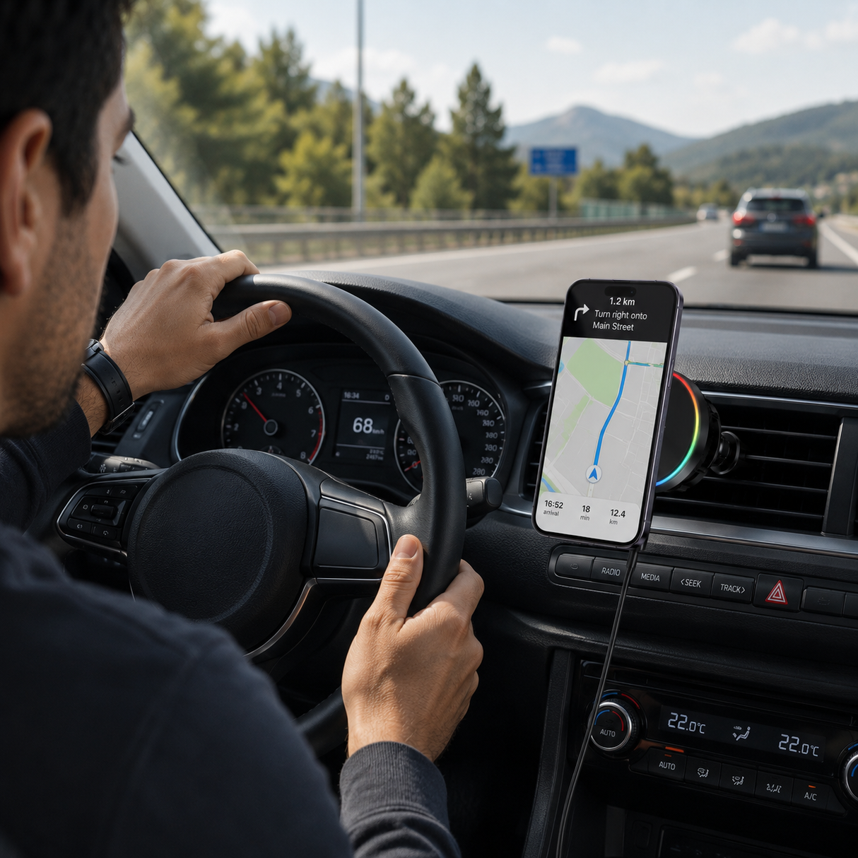 Car Phone Mount Charger Magnetic Wireless Charging with Cooling Fan
