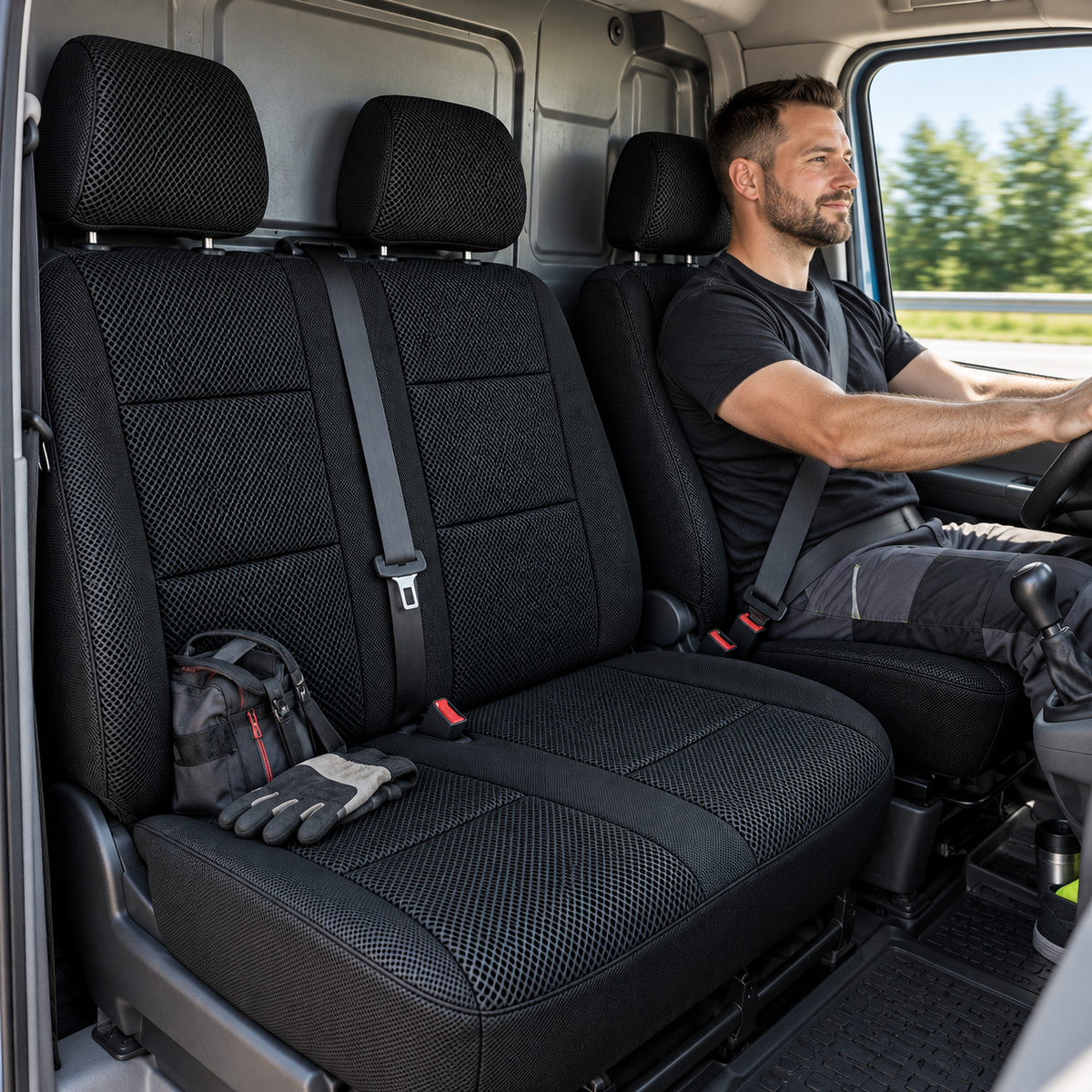 Van Seat Covers 2+1 Universal Set Black