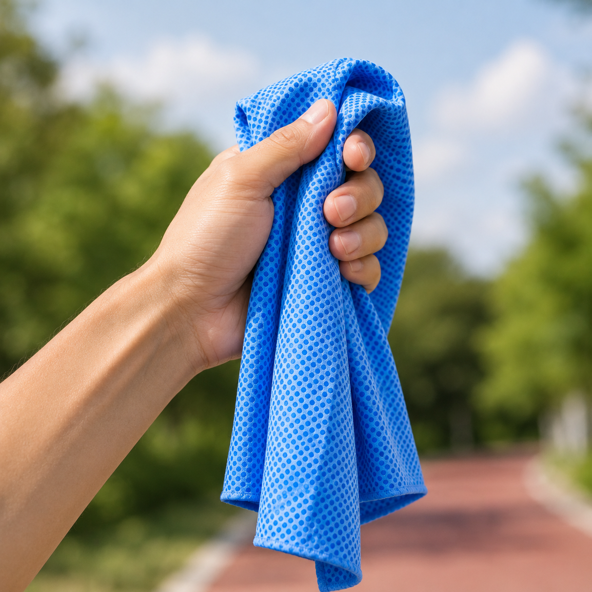 Cooling towel around neck for sports or work 66x43cm blue