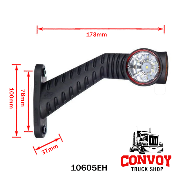 Superpoint 3 LED-Gumilampe mit Winkelarm – Groß, für Breitenmarkierung, 12/24V