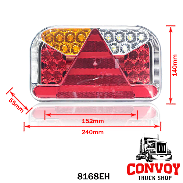 LED Rear Light, 5-Function, Rectangular with Triangle Reflector