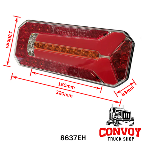 LED Rear Light 6-in-1 | Left-Right, Fog & Reverse, Triangle Reflector, 12/24V