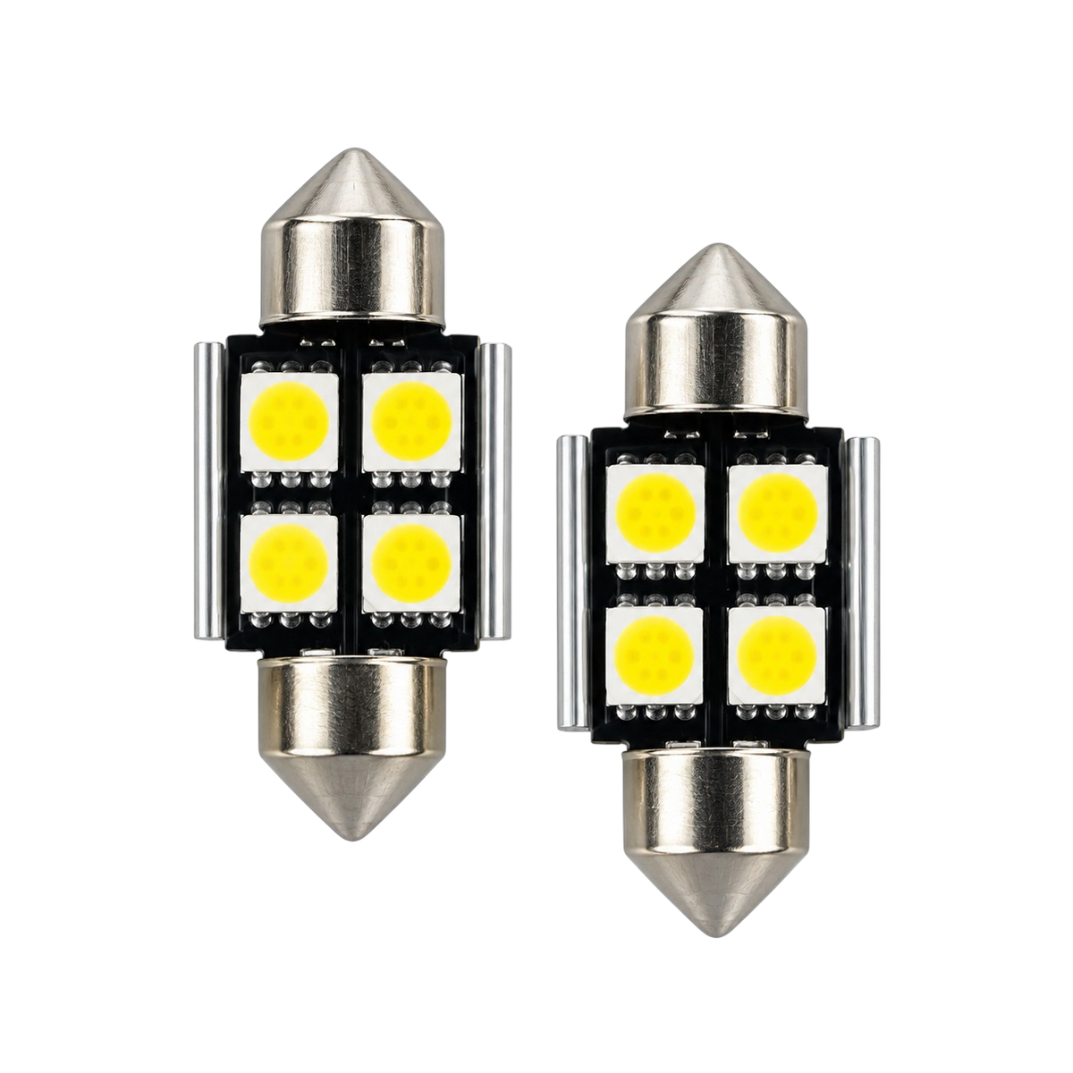 LED Festoon Bulbs 12V Canbus White 4 SMD 31–41mm 2 Pack