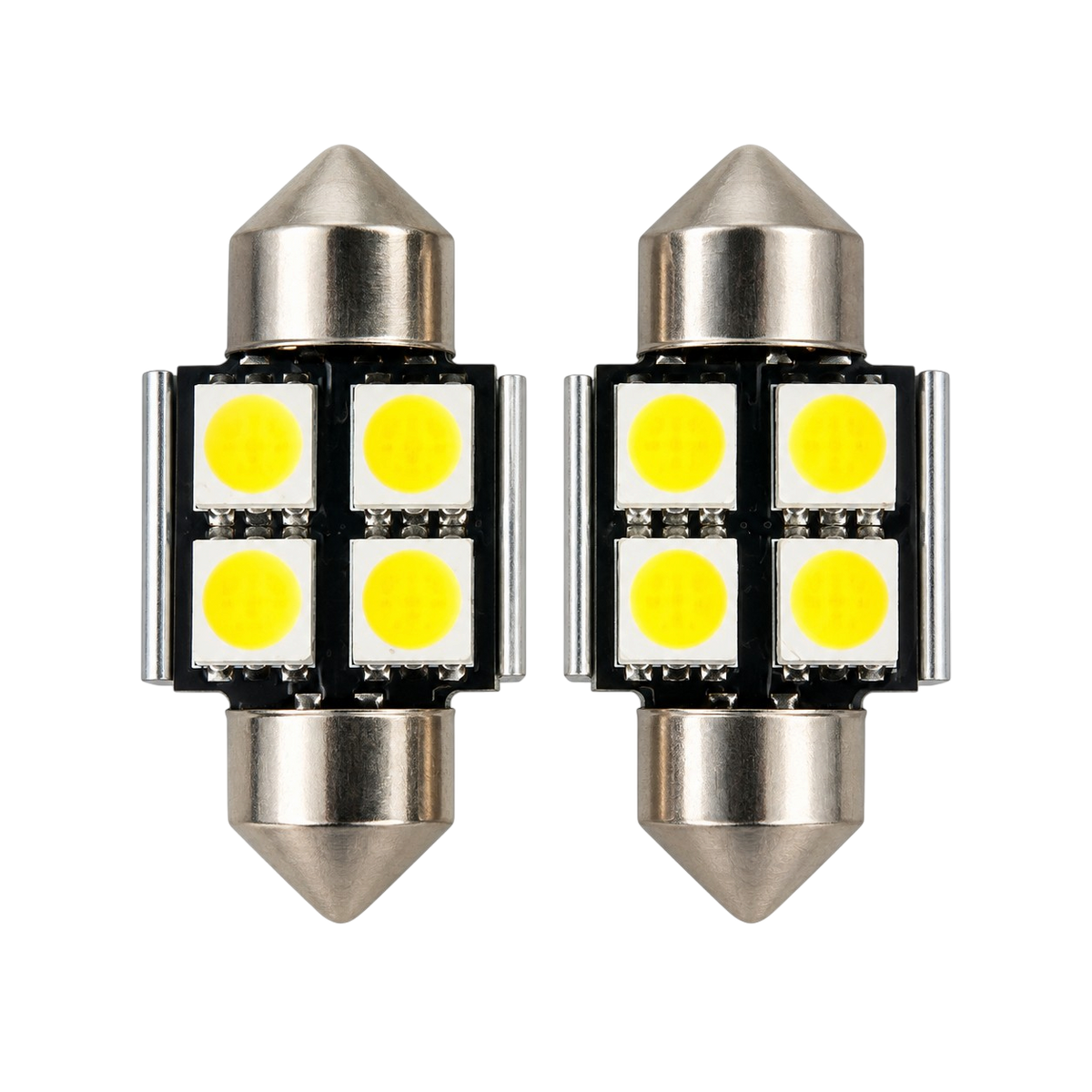 LED Festoon Bulbs 12V Canbus White 4 SMD 31–41mm 2 Pack