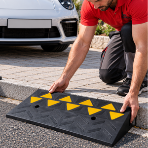 Rubber Kerb Ramp with Reflective Panels for Driveways and Kerbs