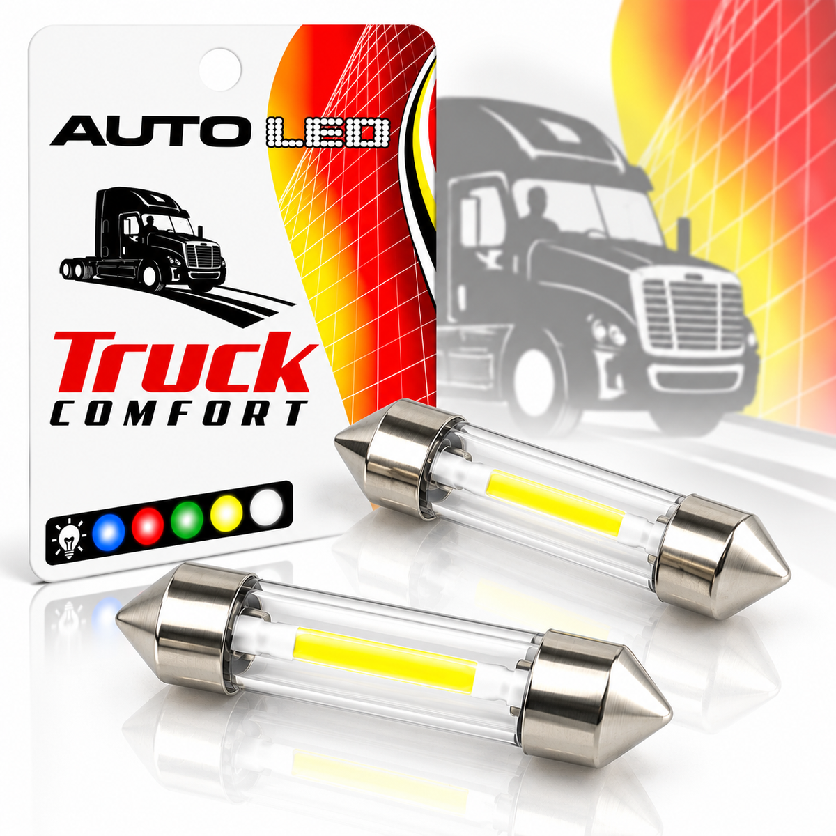 Para żarówek rurkowych 1 COB LED, białe – różne długości, 12V/24V
