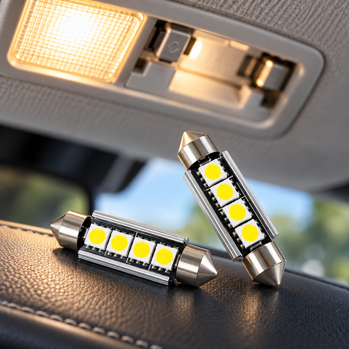 LED Festoon Bulbs 12V Canbus White 4 SMD 31–41mm 2 Pack