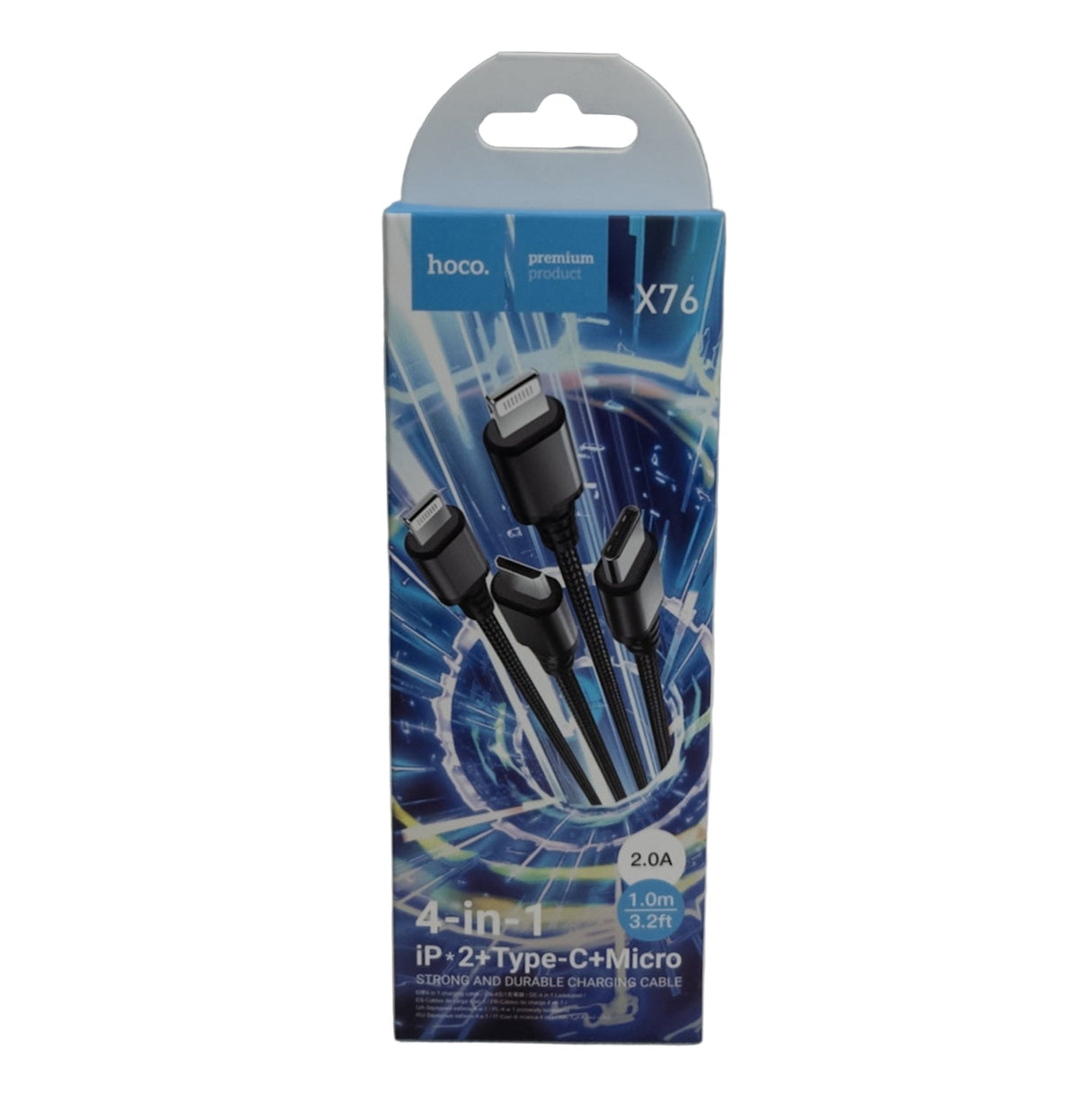 Cable USB 4 en 1 Hoco X76 – 1 metro, negro