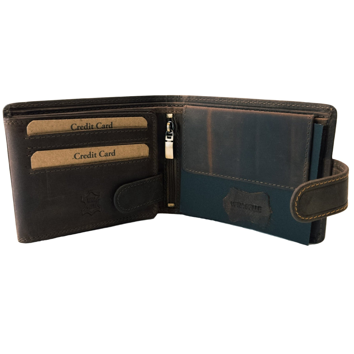 GreenDeed Herren-Lederbörse in rustikalem Braun mit Jagdmotiv