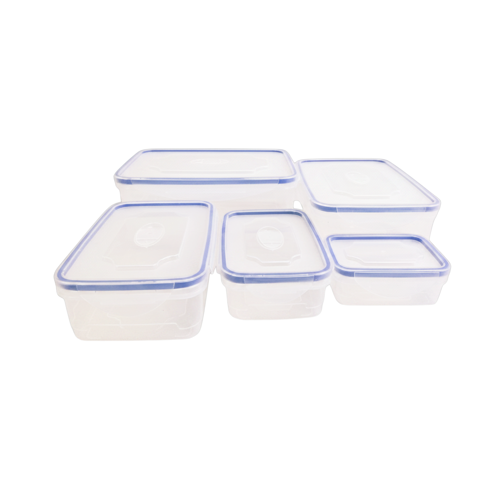 Food Storage Containers 5 Piece Plastic Airtight Set with Lids