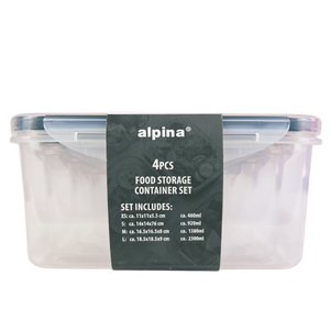 Food Storage Containers 4 Piece Plastic Airtight Set with Lids